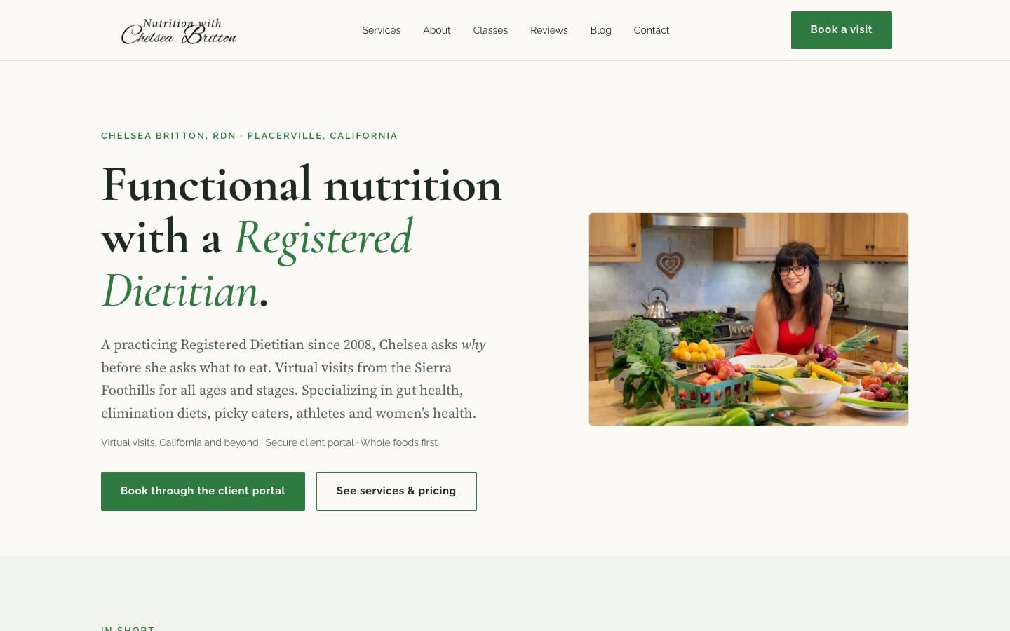 Nutrition with CB website, desktop view