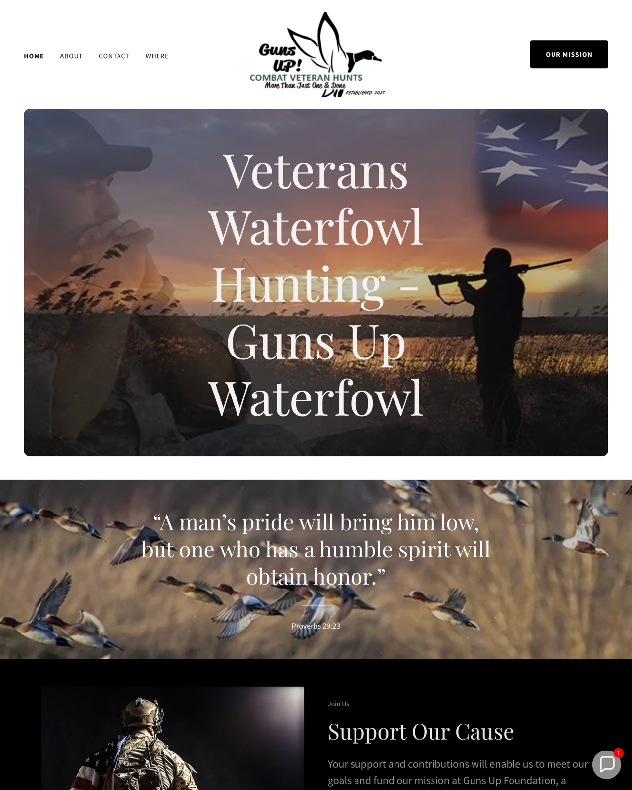 Guns Up Waterfowl website preview